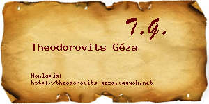 Theodorovits Géza névjegykártya